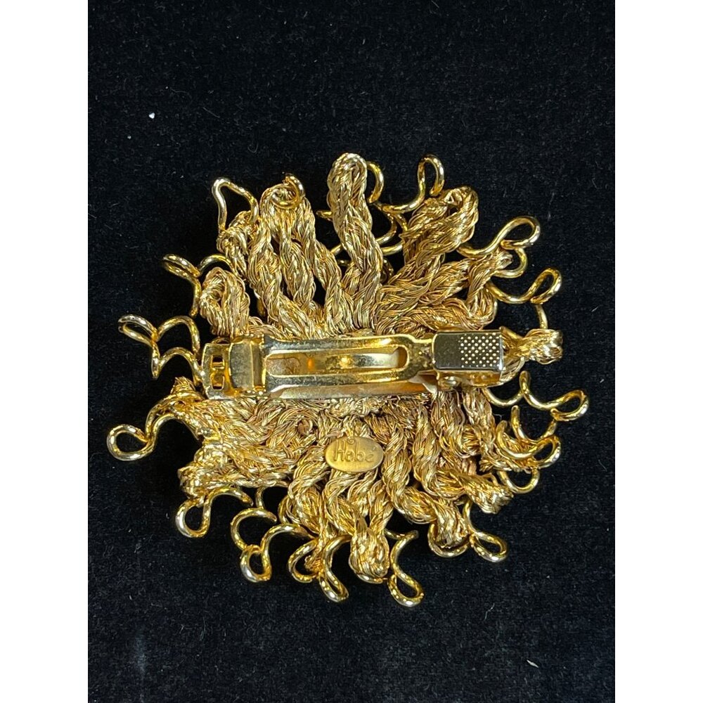 VTG. Hobé Gold-Toned Woven Sunburst Hair Cip Barrette Mid Century Modern RARE - Picture 6 of 8